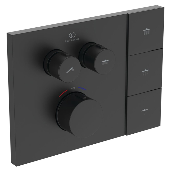 Ideal Standard Ceratherm Navigo Solos Смеситель для душа, встраиваемый, термостатический, цвет: Silk Black (Черный матовый)