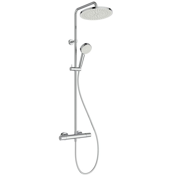 Ideal Standard Ceratherm T25 Душевая стойка, с термостатическим смесителем, ручным душем и шлангом, корпус Coolbody, руч. душ: 2 режима, верх. душ: 25см., цвет: хром