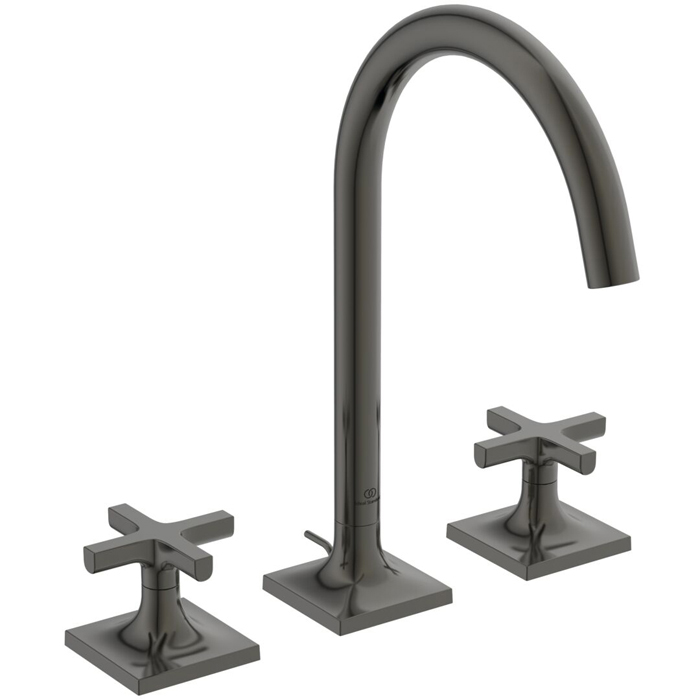 Ideal Standard Joy Neo Смеситель для раковины, на 3 отв., с донным клапаном, цвет: PVD Magnetic Grey