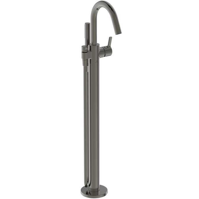 Ideal Standard Joy Смеситель для ванны, напольный, с ручным душем Stick, шланг для душа Idealflex 125см., для монтажа с A6133NU, цвет: PVD Magnetic Grey