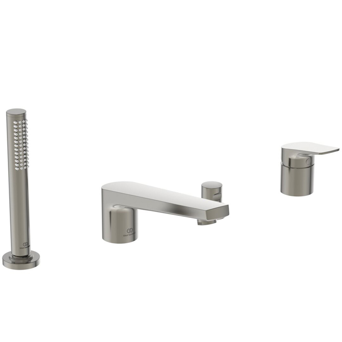 Ideal Standard La Dolce Vita Смеситель для ванны, на 4 отв., с ручным душем, цвет: PVD Silver Storm (Серебряный Шторм)