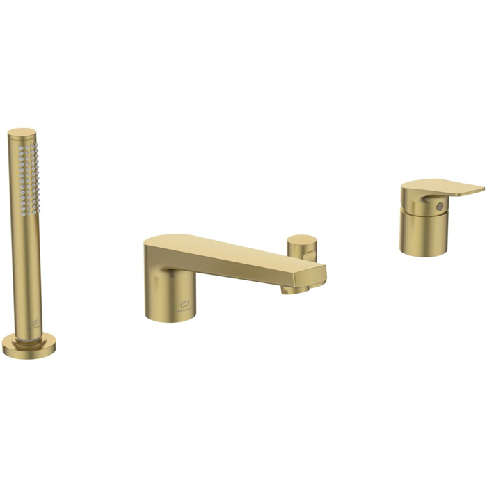 Ideal Standard La Dolce Vita Смеситель для ванны, на 4 отв., с ручным душем, цвет: PVD Brushed Gold (Шлифованное Золото)
