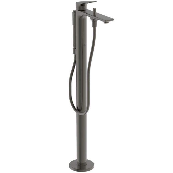 Ideal Standard La Dolce Vita Смеситель для ванны, напольный, ручной душ Stick, шланг для душа Idealflex 125см., для монтажа с A6133NU, цвет: PVD Magnetic Grey