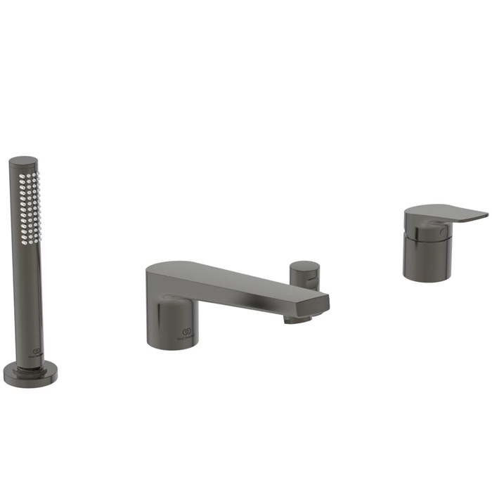 Ideal Standard La Dolce Vita Смеситель для ванны, на 4 отв., с ручным душем, шланго для душа 175см., цвет: PVD Magnetic Grey