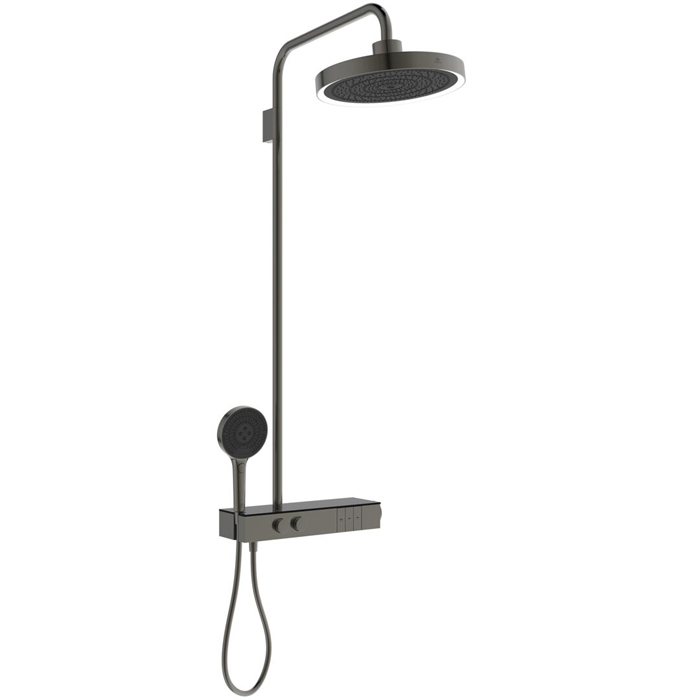 Ideal Standard Solos Душевая система, с термостатическим смесителем для душа, держатель для лейки, верхний душ 33см., ручная душевая лейка, шланг 175см., цвет: PVD Magnetic Grey (Магнит)