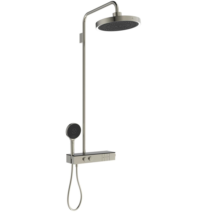 Ideal Standard Solos Душевая система, с термостатическим смесителем для душа, держатель для лейки, верхний душ 33см., ручная душевая лейка, шланг 175см., цвет: PVD Silver Storm (Серебряный Шторм)