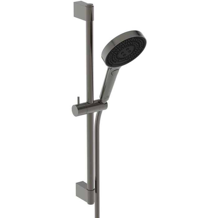 Ideal Standard Solos Душевой гарнитур со штангой 60cм., Металлическая штанга и держатель ручного, 3-функциональный (Rain, Silkrain, Active) ручной душ, шланг 175см., цвет: PVD Magnetic Grey