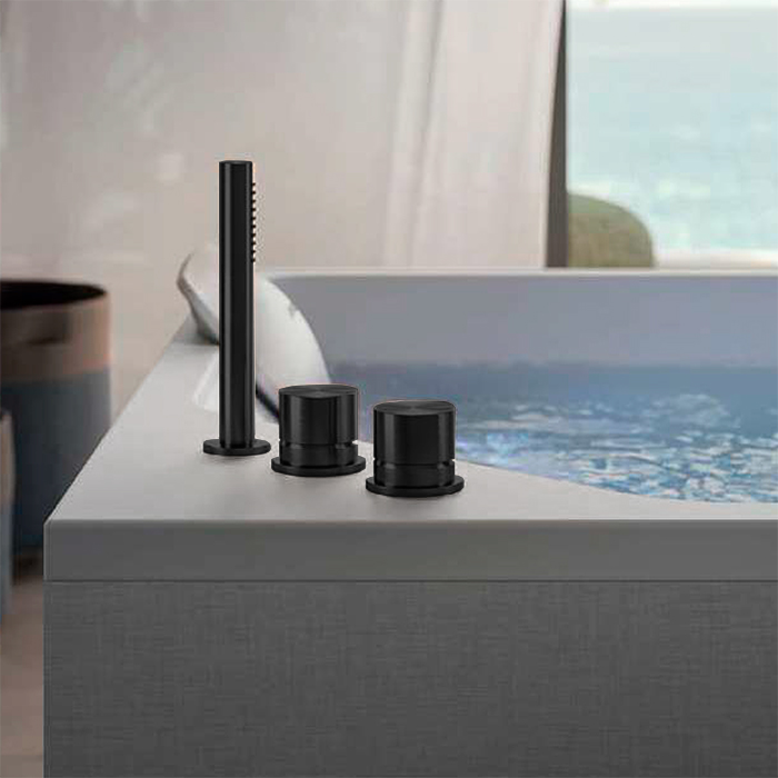 Jacuzzi Lisa Смеситель для ванны Onira, водопад, ручной душ, цвет: Gunmetal Black (PVD)