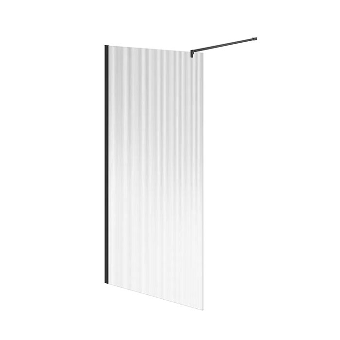 Kerama Marazzi Cristallo Душевое ограждение 100х210см, рифленое стекло, цвет: черный матовый