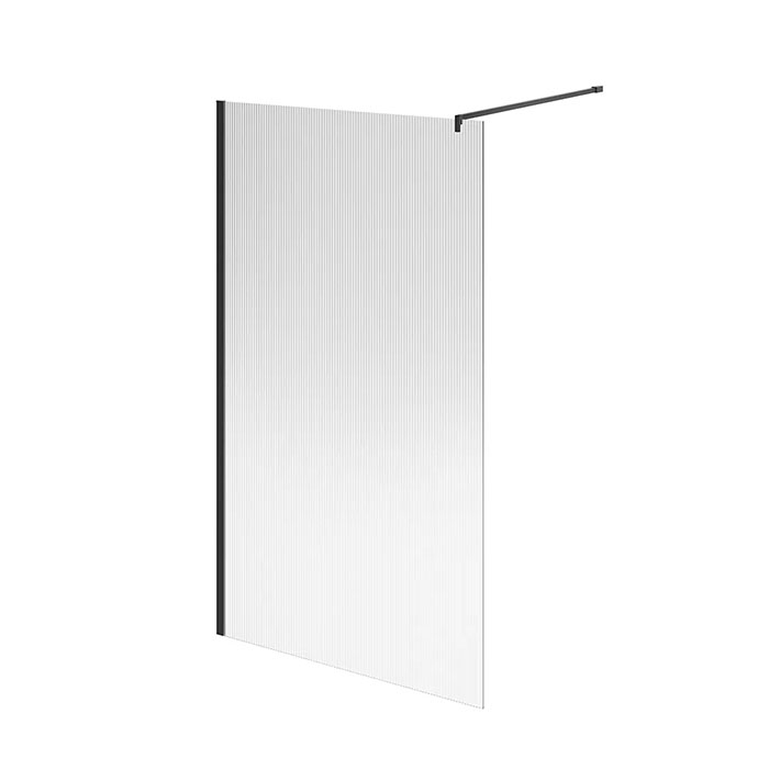 Kerama Marazzi Cristallo Душевое ограждение 120х210см, рифленое стекло, цвет: черный матовый