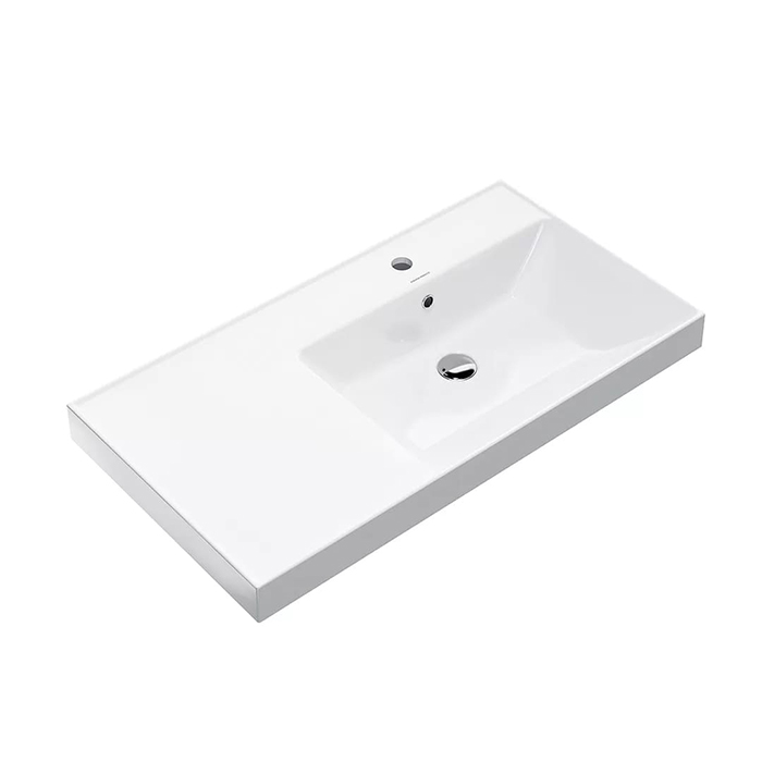 Kerama Marazzi Cubo Раковина 90х48.5х18см., подвесная, мебельная, правая, 1 отв., с переливом, цвет: белый глянцевый