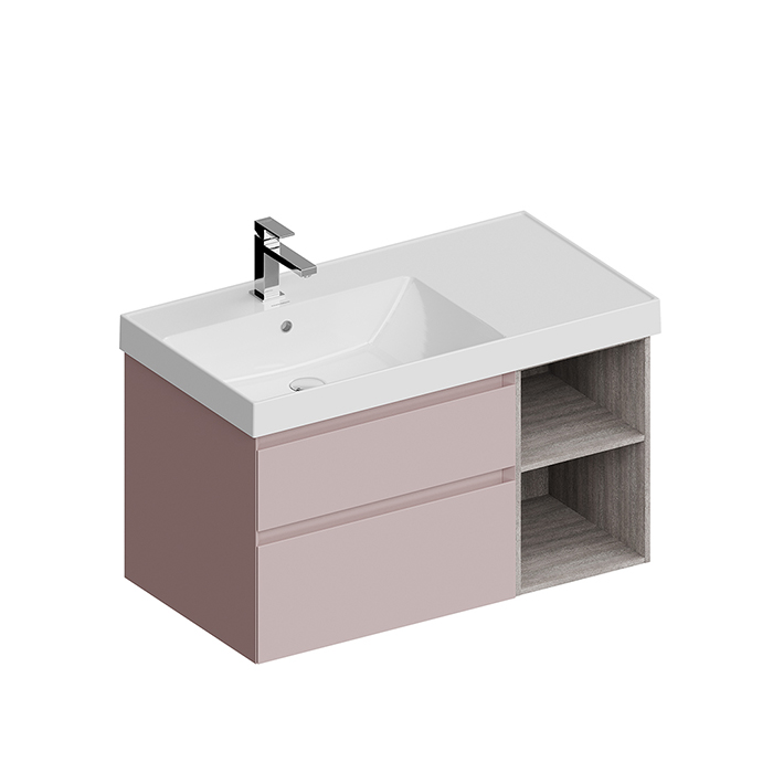Kerama Marazzi Cubo Тумба подвесная 90см, левая, цвет: мальва матовая