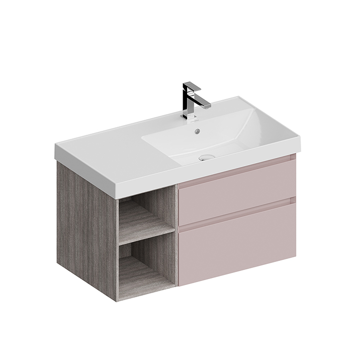 Kerama Marazzi Cubo Тумба подвесная 90см, правая, цвет: мальва матовая