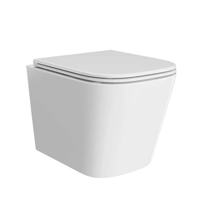 Kerama Marazzi Cubo Унитаз подвесной, безободковый, с крепежом и сиденьем, цвет: белый глянцевый