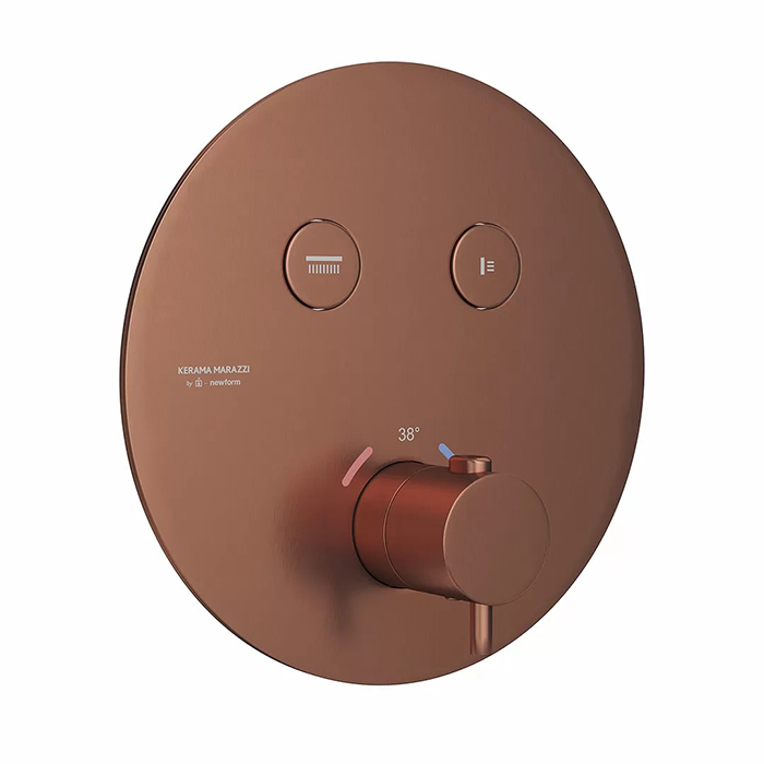 Kerama Marazzi Eterna Смеситель для душа, встраиваемый, термостатический, цвет: брашированная медь pvd
