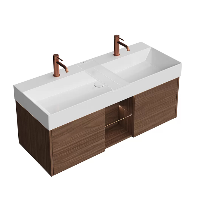 Kerama Marazzi Grande Тумба подвесная, 120х47х37.3см., 2 ящика, открытая зона, цвет: структурированный орех