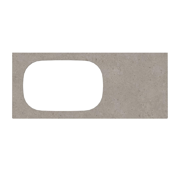 Kerama Marazzi Magica Столешница из керамогранита для встраиваемых раковин сверху Риккарди 120см, без отв., цвет: серый матовый