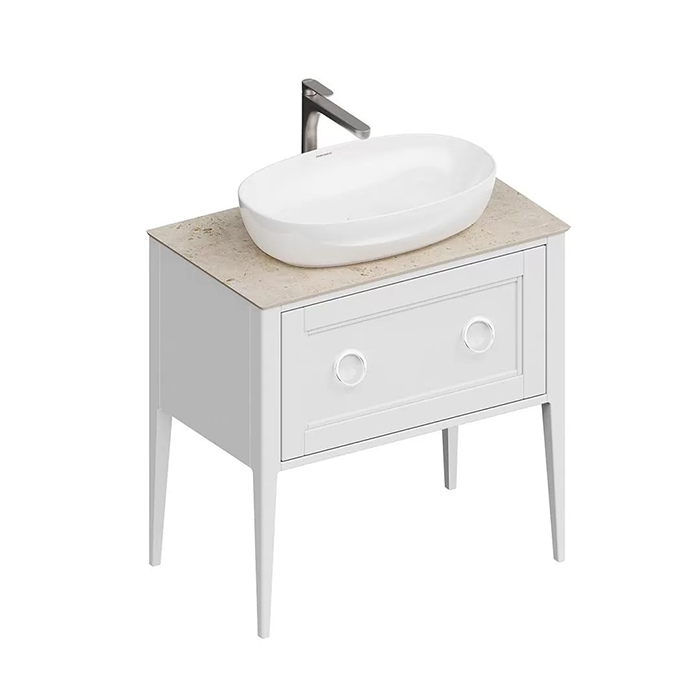 Kerama Marazzi Plaza Classic Тумба напольная 80см, 1+1 ящик, цвет: белый матовая