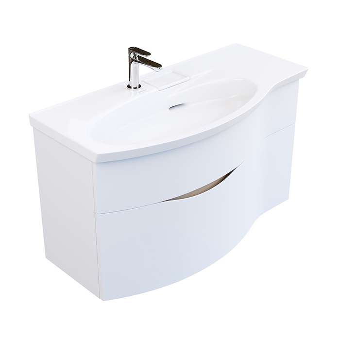 Kerama Marazzi Riva Тумба подвесная 100см, левая, с раковиной, цвет: белый матовый