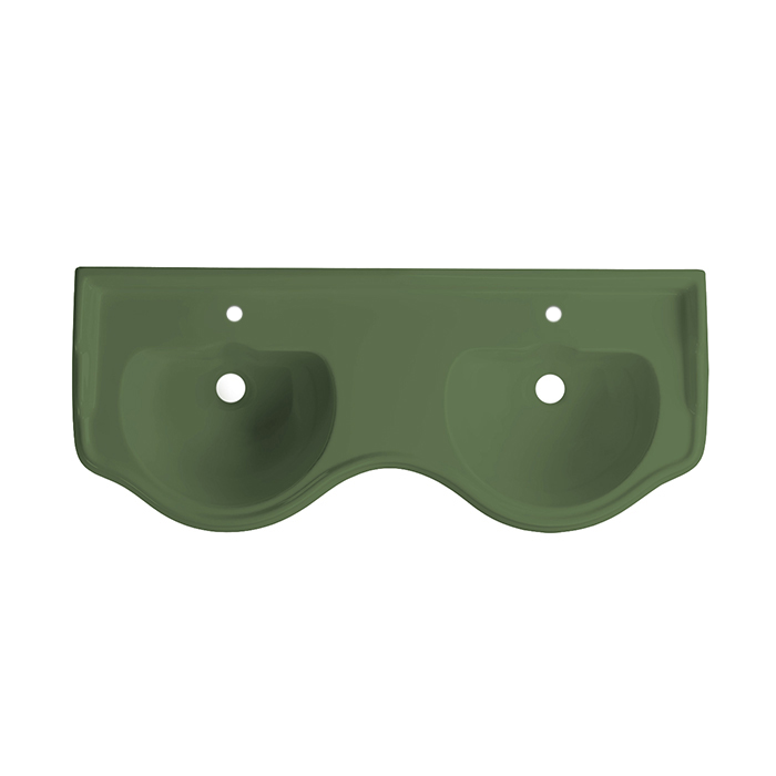 Kerasan Retro Раковина двойная 120 см, с 1 отв., с переливом, цвет: verde matt