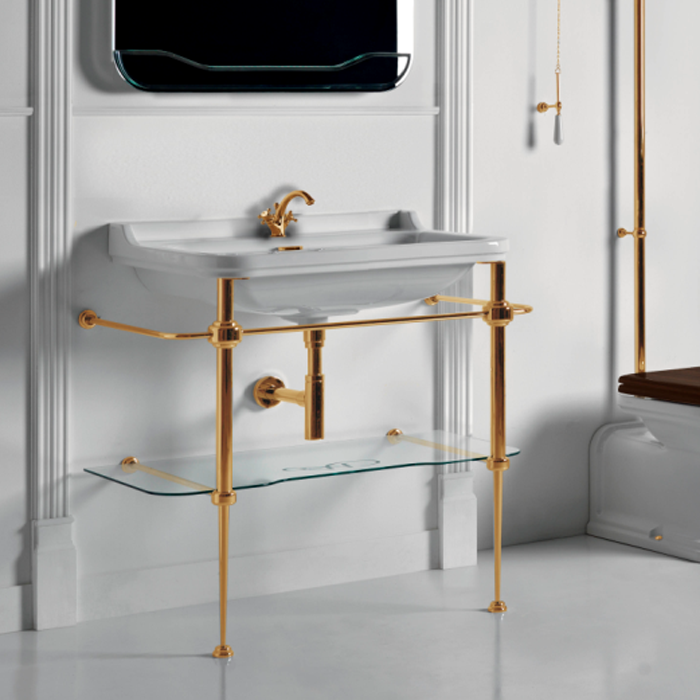 Kerasan Waldorf Консоль с раковиной 100х55см, на 1 отв, напольная, цвет: консоли: oro (золото)