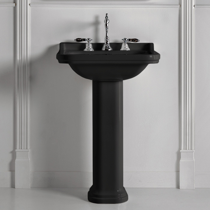 Kerasan Waldorf Раковина 60х55 см, 1 отв., с пьедесталом, керамическая, цвет: черный/хром