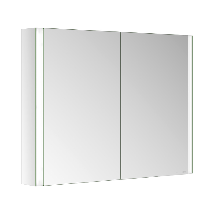 Keuco Somaris Зеркальный шкаф, 100x71x12.8см., 2-дверный двустор. зеркало, P 44 c плавным закр., корпус: алюминий серебристый цвет: