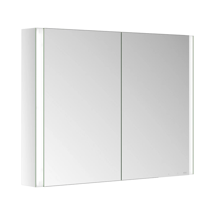 Keuco Somaris Зеркальный шкаф, 100x71x12.8см., 2-дверный-двустор. зеркало, IP 44, с обогревом и плавным закр., корпус: алюминий серебристый