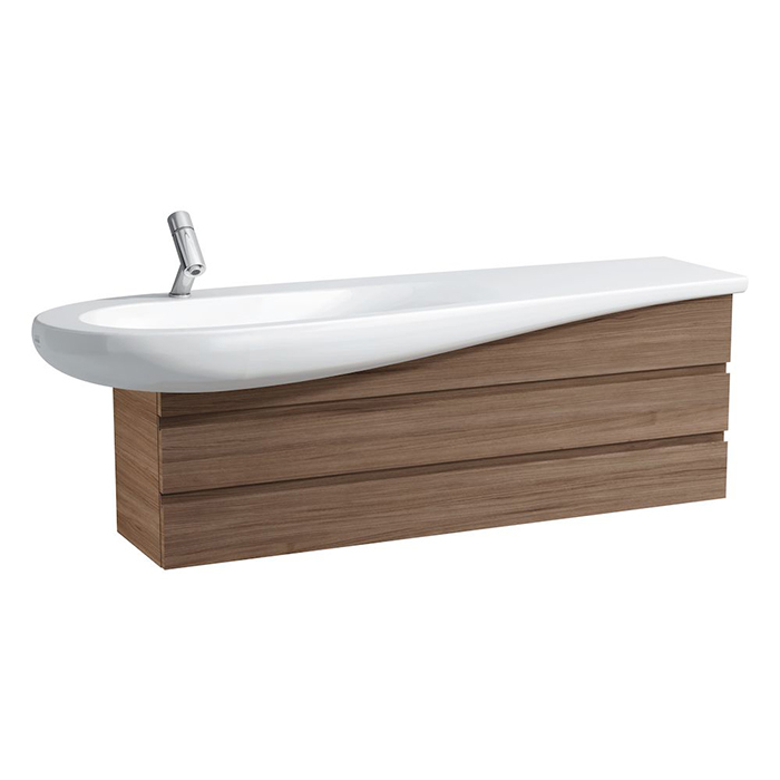 Laufen Alessi One Тумба с раковиной, 160х50см, с 2 выдвиж. ящиками, подвесная, покрытие LCC, цвет: орех/белый