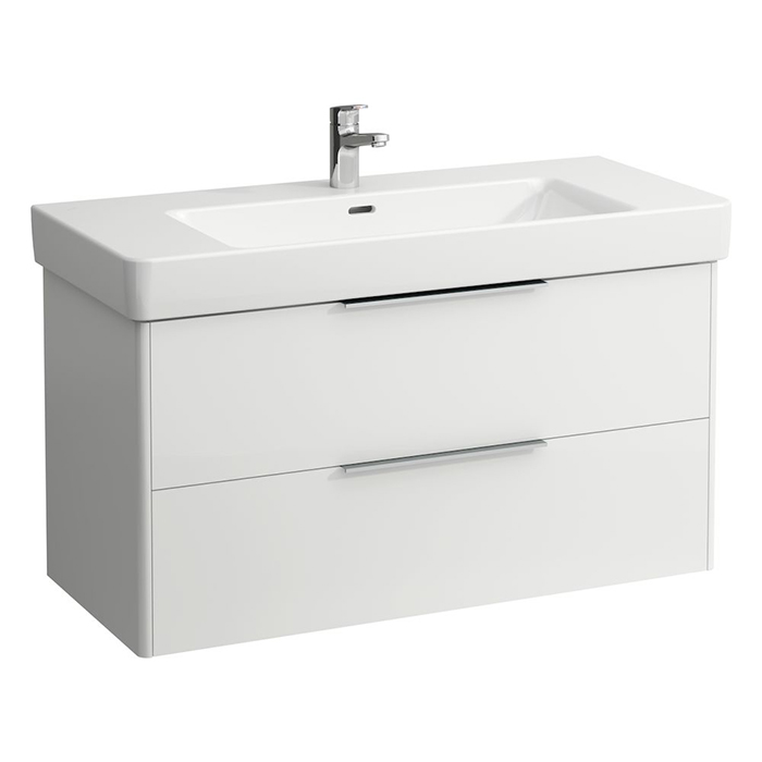 Laufen Base Тумба подвесная 101х44х53см., с раковиной, 1 отв., 2 ящика, цвет: белый матовый