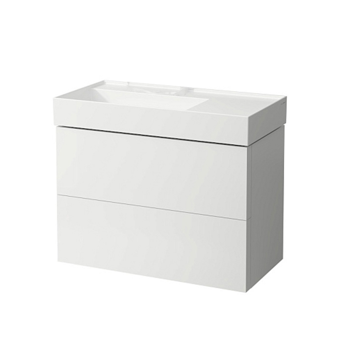 Laufen Kartell Тумба с раковиной 88x45x60см, без отв.,2 ящика, органайзер для ящика, с полочкой справа, цвет: белый матовый
