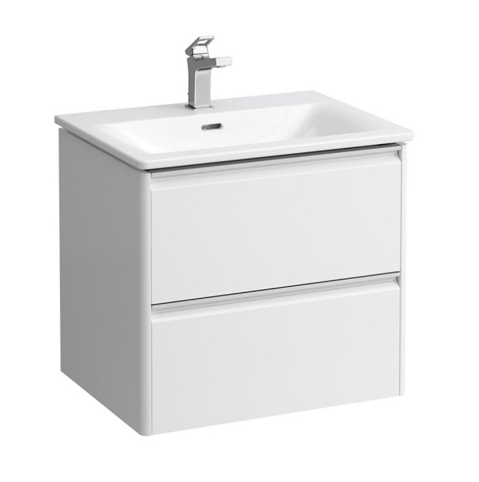 Laufen Palace Комплект мебели 600х450х545 мм., с раковиной Slim, 2 ящика, органайзер для ящика, ручка анодированный алюминий, цвет: белый матовый