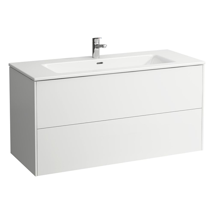 Laufen Pro Тумба с раковиной 120х50х61см, с 1 отв., с 2 ящиками, с механизмом push-and-pull, подвесная, цвет: белый глянцевый