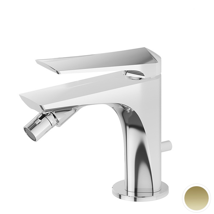 Newform Delta Zero Смеситель для биде, 1 отв., с донным клапаном, цвет: PVD glossy gold