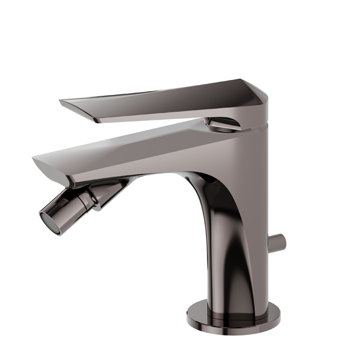 Newform Delta Zero Смеситель для биде, 1 отв., с донным клапаном, цвет: PVD gun metal