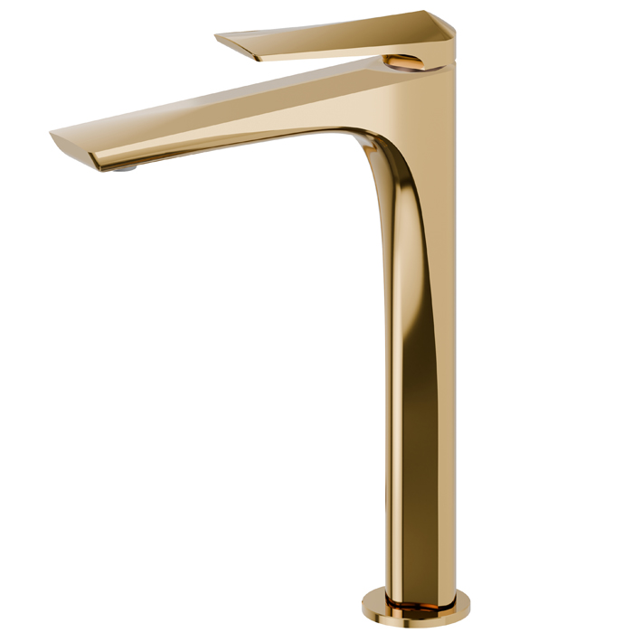 Newform Delta Zero Смеситель для раковины, 1 отв., высокий, цвет: PVD glossy gold