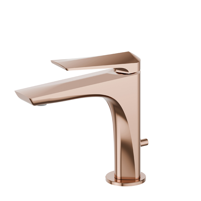 Newform Delta Zero Смеситель для раковины, 1 отв., с донным клапаном, цвет: PVD copper bronze