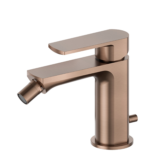 Newform Haka Смеситель для биде, 1 отв., с донным клапаном, цвет: PVD brushed copper bronze