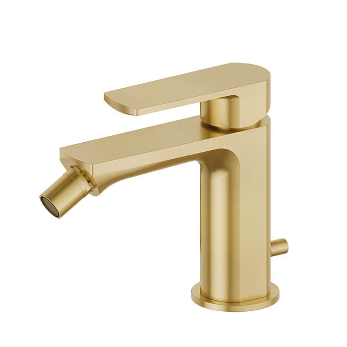 Newform Haka Смеситель для биде, 1 отв., с донным клапаном, цвет: PVD brushed gold