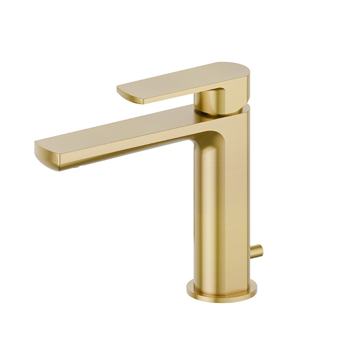 Newform Haka Смеситель для раковины, 1 отв., с донным клапаном, цвет: PVD brushed gold