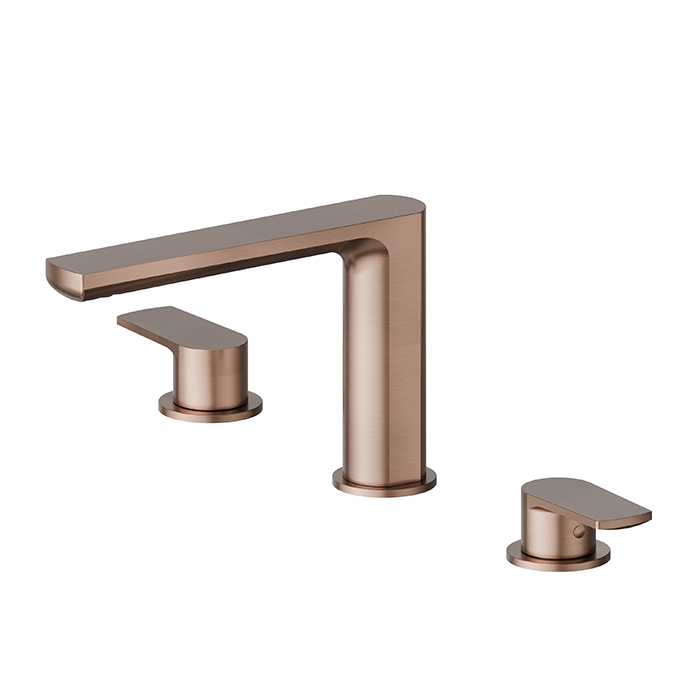 Newform Haka Смеситель для раковины, 3 отв., без донного клапана, цвет: PVD brushed copper bronze
