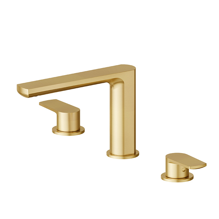 Newform Haka Смеситель для раковины, 3 отв., без донного клапана, цвет: PVD brushed gold