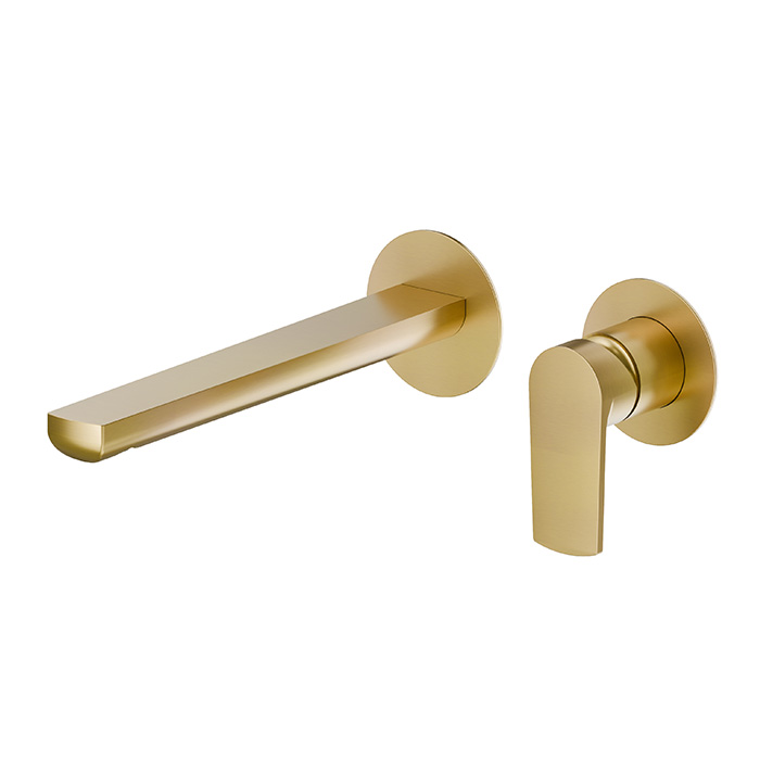 Newform Haka Смеситель для раковины, настенный, без донного клапана, цвет: PVD brushed gold