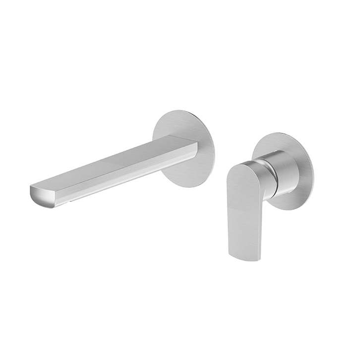 Newform Haka Смеситель для раковины, настенный, без донного клапана, цвет: PVD brushed stainless steel