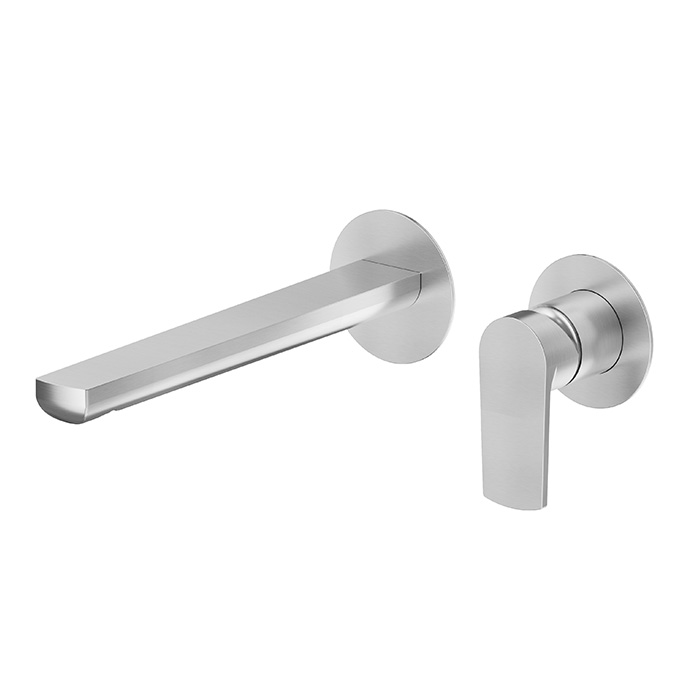 Newform Haka Смеситель для раковины, настенный, без донного клапана, цвет: PVD brushed stainless steel