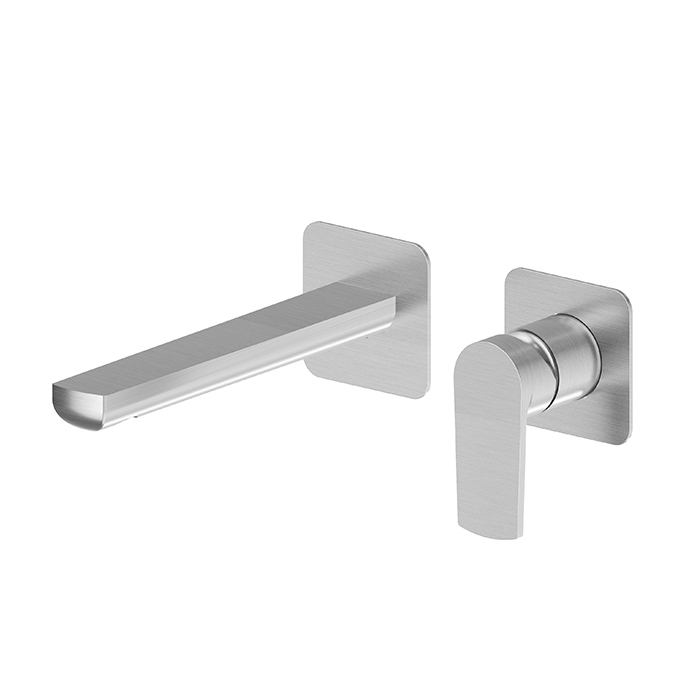 Newform Haka Смеситель для раковины, настенный, без донного клапана, цвет: PVD brushed stainless steel