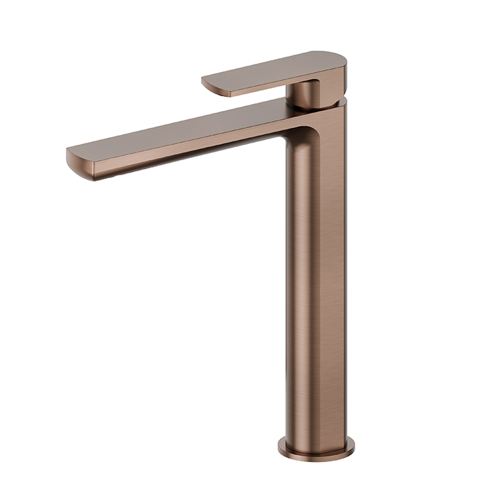 Newform Haka Смеситель для раковины, высокий, 1 отв., без донного клапана, цвет: PVD brushed copper bronze