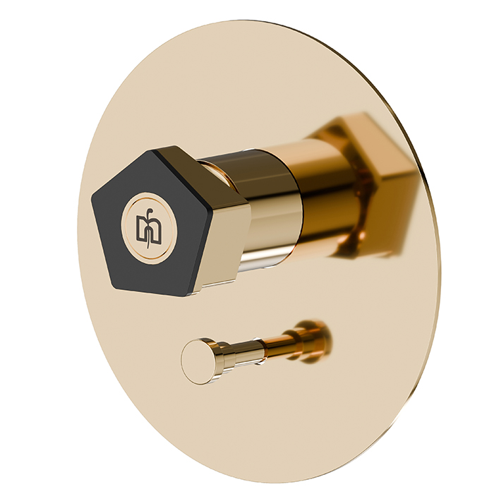 Newform ParkLE Смеситель для душа, встраиваемый, на 2 потока, цвет: PVD glossy gold/черный матовый