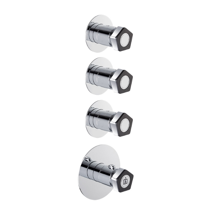 Newform ParkLE Смеситель для душа, встраиваемый, термостатический, на 3 потока, цвет: хром/черный матовый