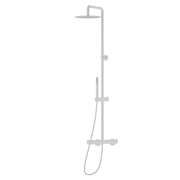 Newform Shower Душевая стойка с термостатическим смесителем, переключателем, верхним и ручным душем, цвет: белый матовый
